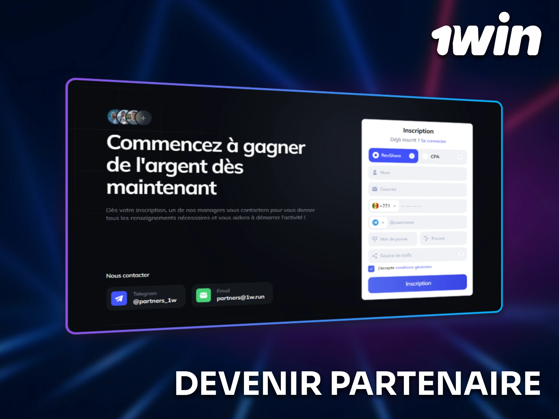 Devenez partenaire de 1win et développez vos revenus au Sénégal.