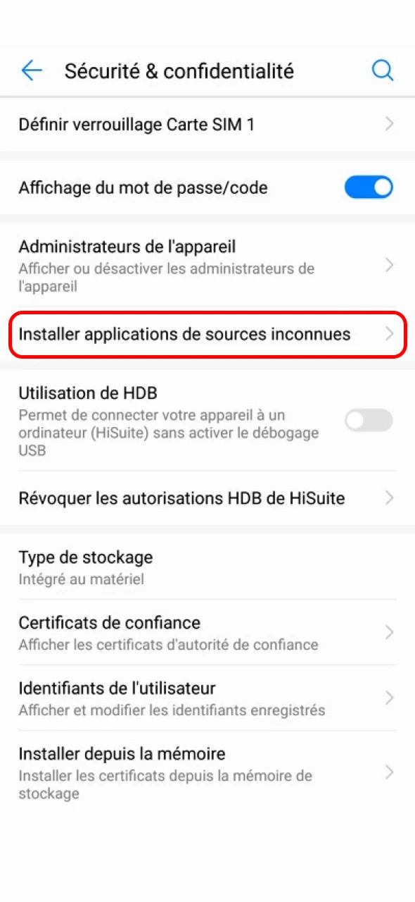 Ouvrez les paramètres de votre téléphone pour autoriser l’installation de 1win.