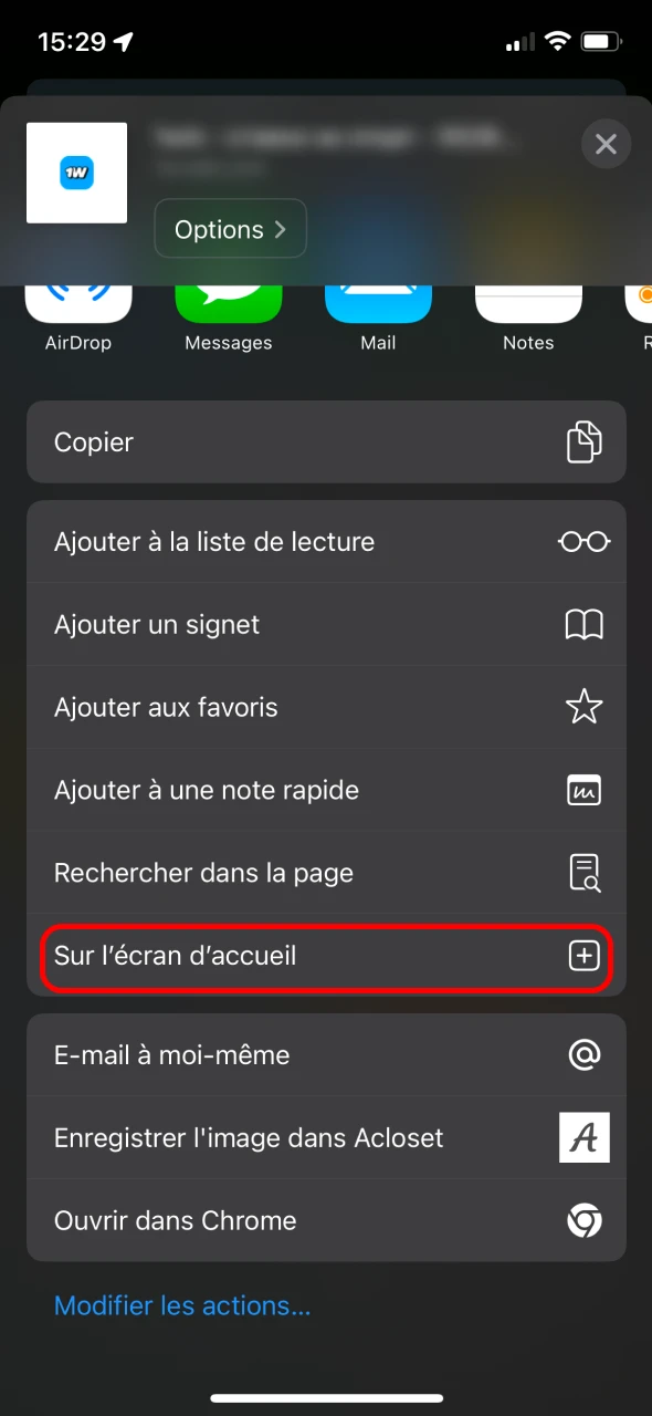 Ajoutez 1win à l’écran d’accueil pour un accès rapide.