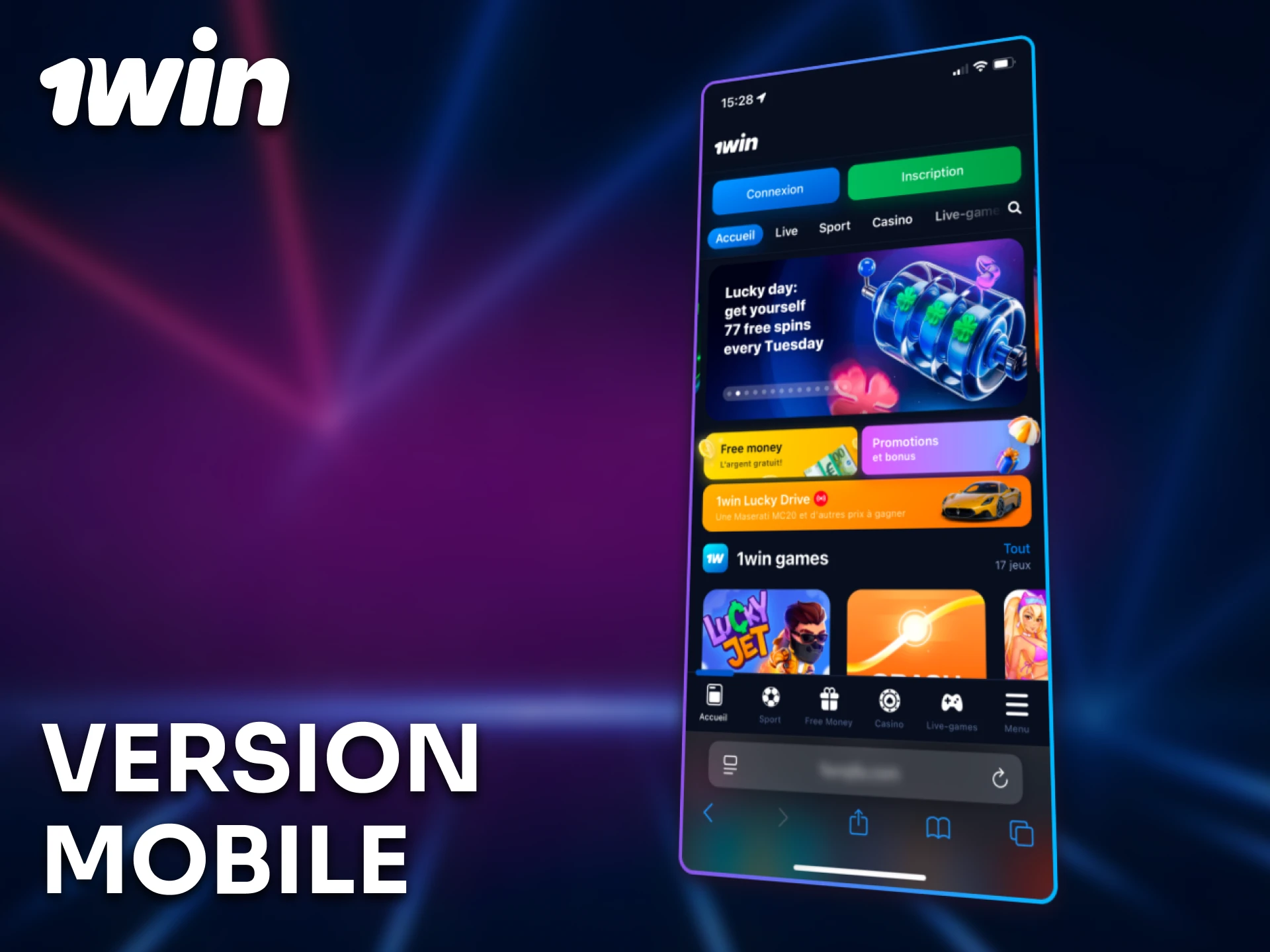 Accédez à la version mobile de 1win pour parier en déplacement.