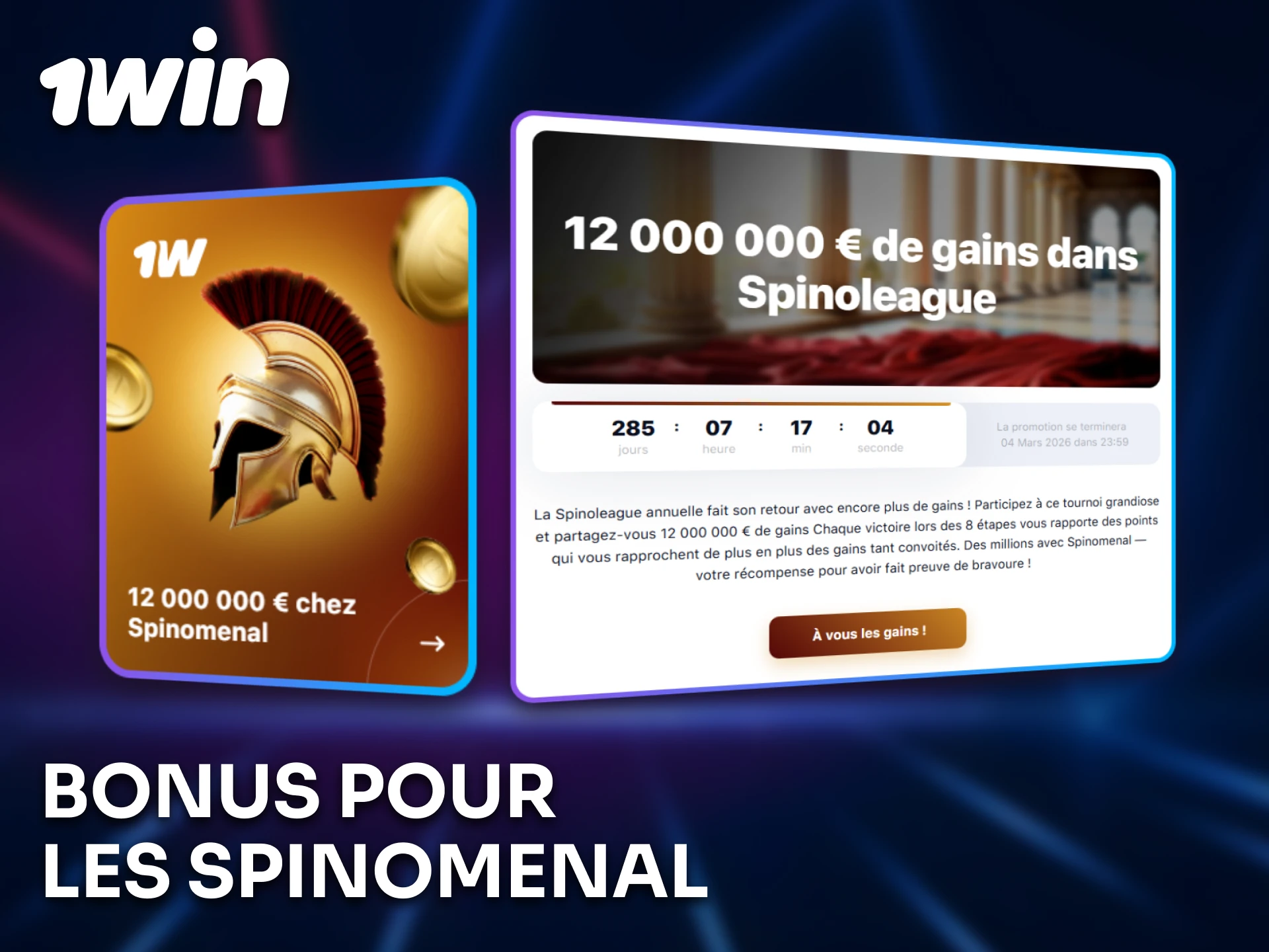 Profitez des bonus proposés chez Spinomenal via 1win.