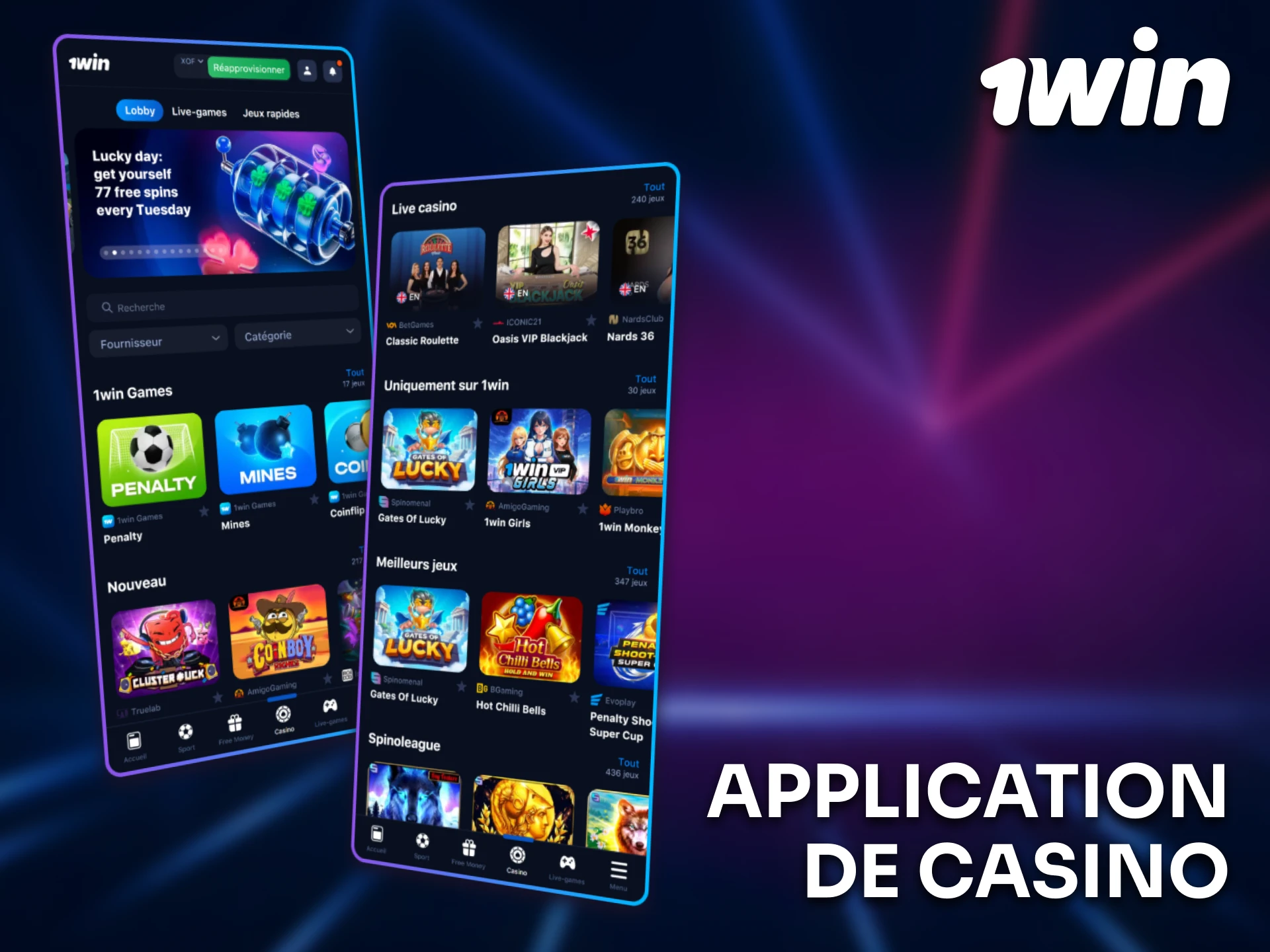 Jouez au casino via l’application mobile 1win au Sénégal.