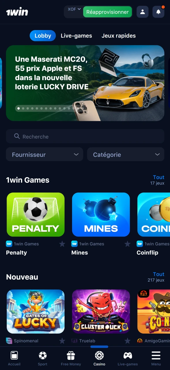 Commencez à jouer aux jeux passionnants disponibles sur 1win.