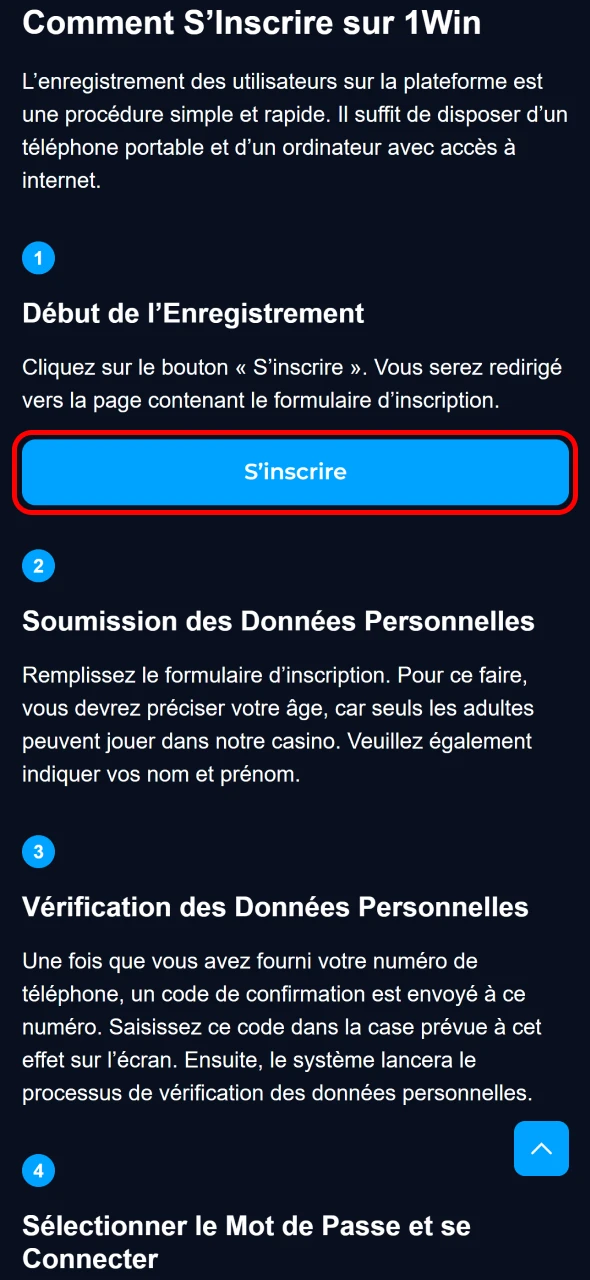 Commencez votre enregistrement sur 1win facilement depuis le Sénégal.