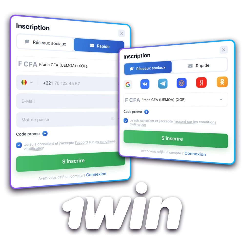 Rejoignez 1win Sénégal dès maintenant grâce à une inscription rapide.