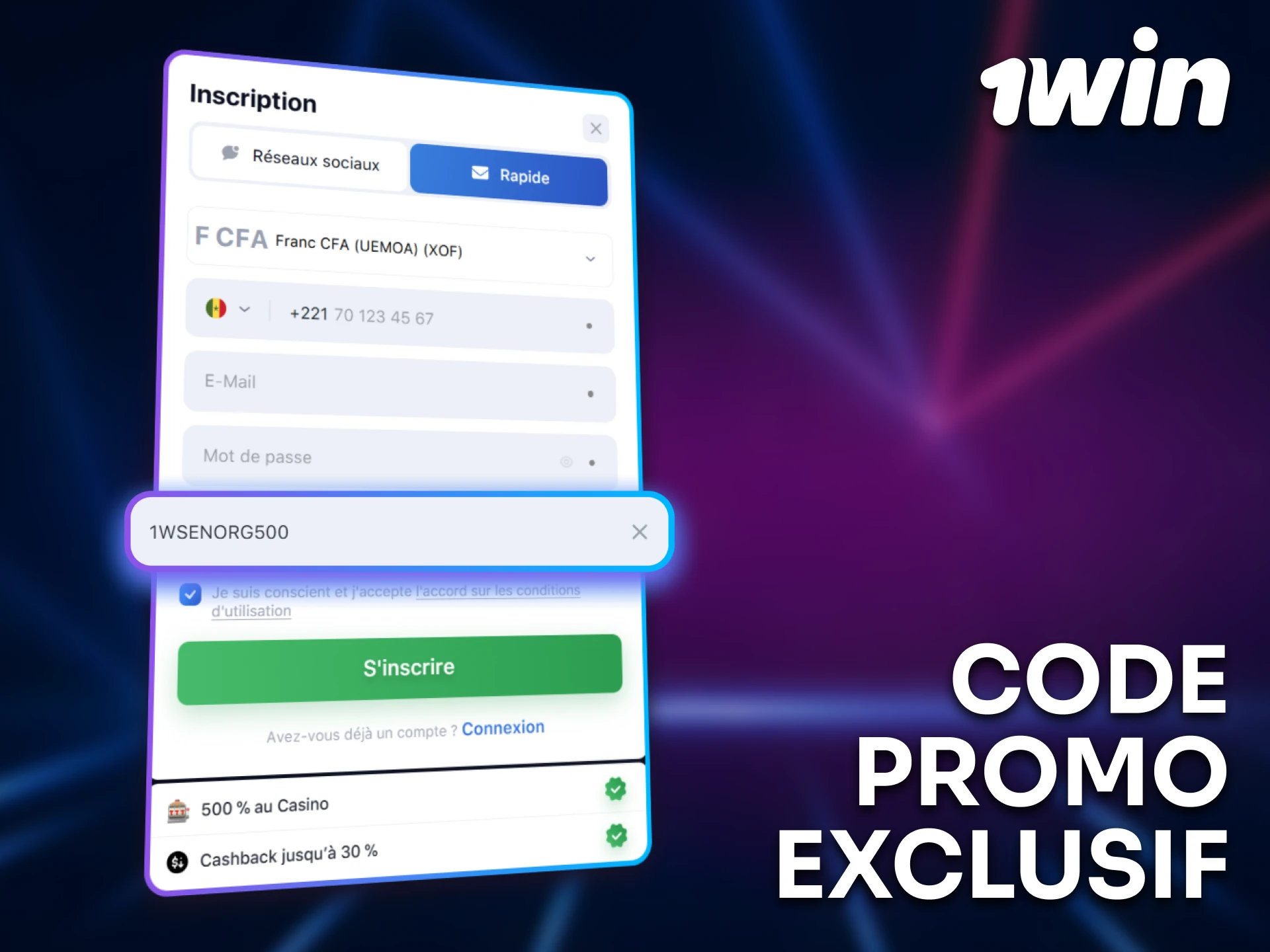 Profitez d’un code promo exclusif pour les joueurs de 1win.