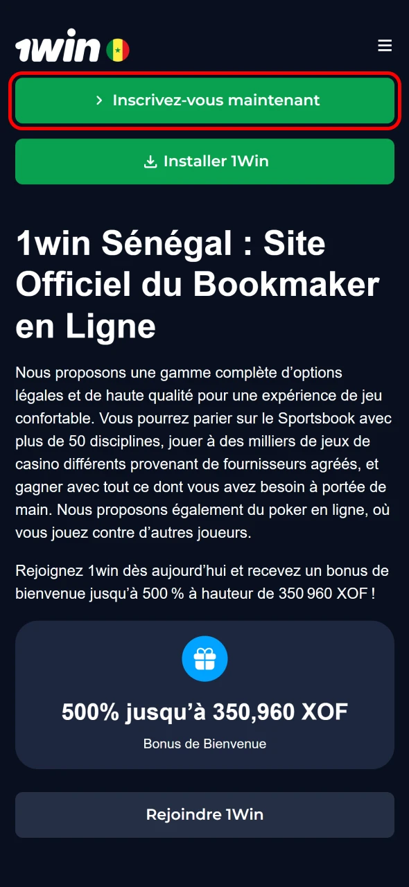 Commencez votre inscription sur 1win grâce à un formulaire simple à ouvrir.