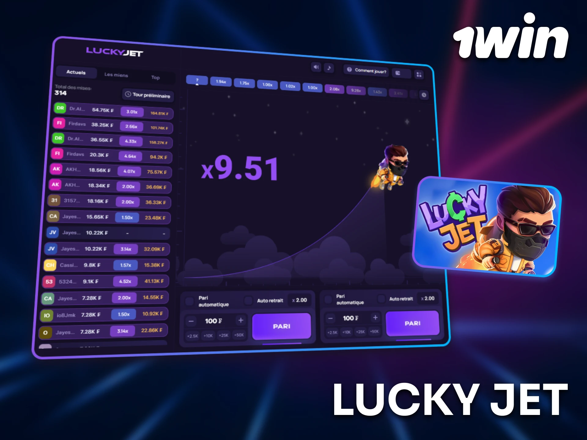 Lucky Jet séduit les joueurs du Sénégal sur 1win.