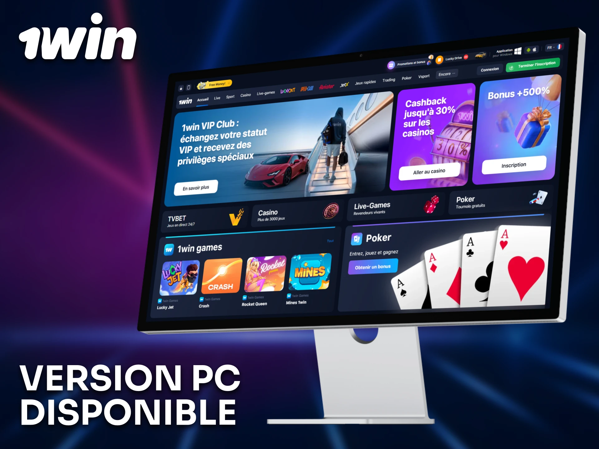 1win in Sénégal propose aussi une version PC performante.