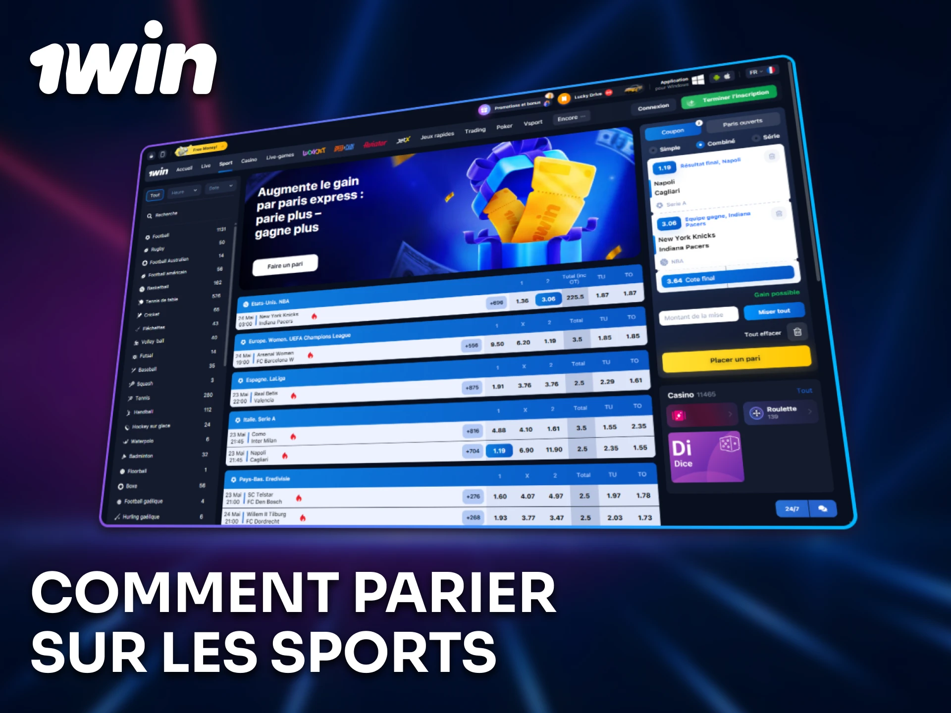 Apprenez comment parier sur les sports avec 1win.