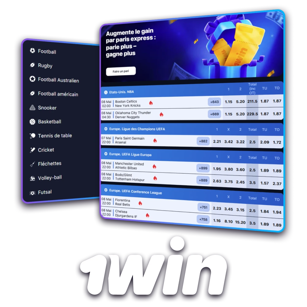 Pariez sur vos sports favoris avec 1win Sénégal.